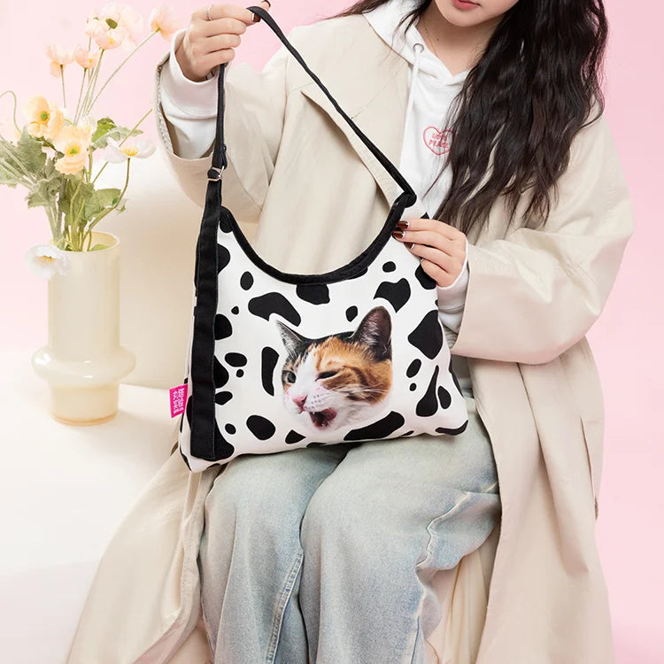 Custom Pet Crescent Canvas Bag - Black