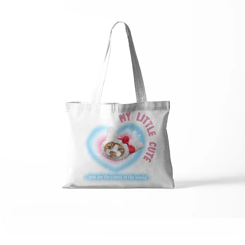 Custom Pet Simple Canvas Bags - Pink blue heart