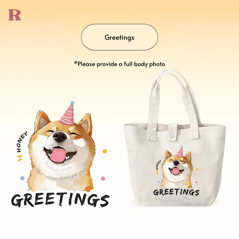 Custom Pet Tote Bag - Thick Cotton - Greeting