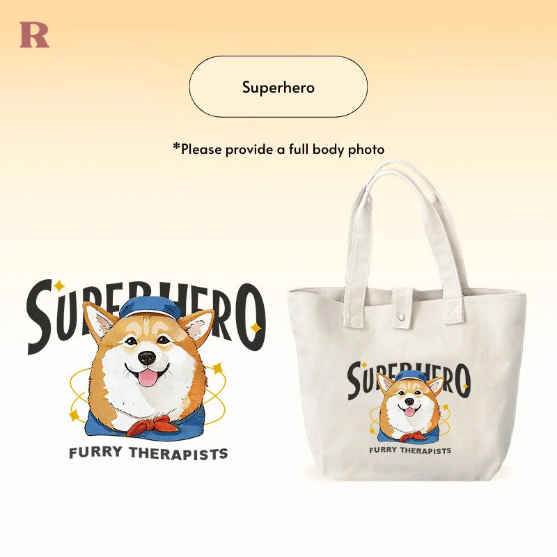Custom Pet Tote Bag - Thick Cotton - Superhero