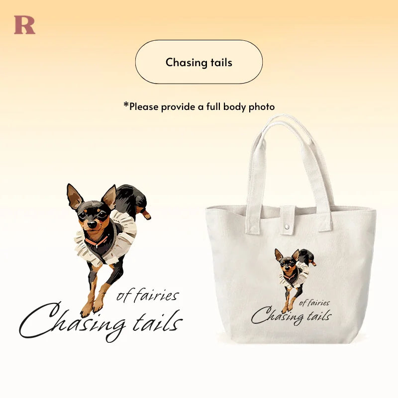 Custom Pet Tote Bag - Thick Cotton - Chasing tails