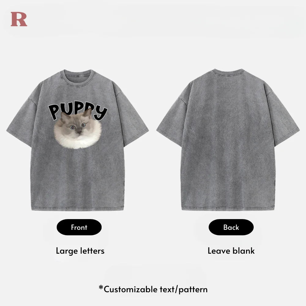 Personalized Pet Cotton T-Shirt - Washed Distressed