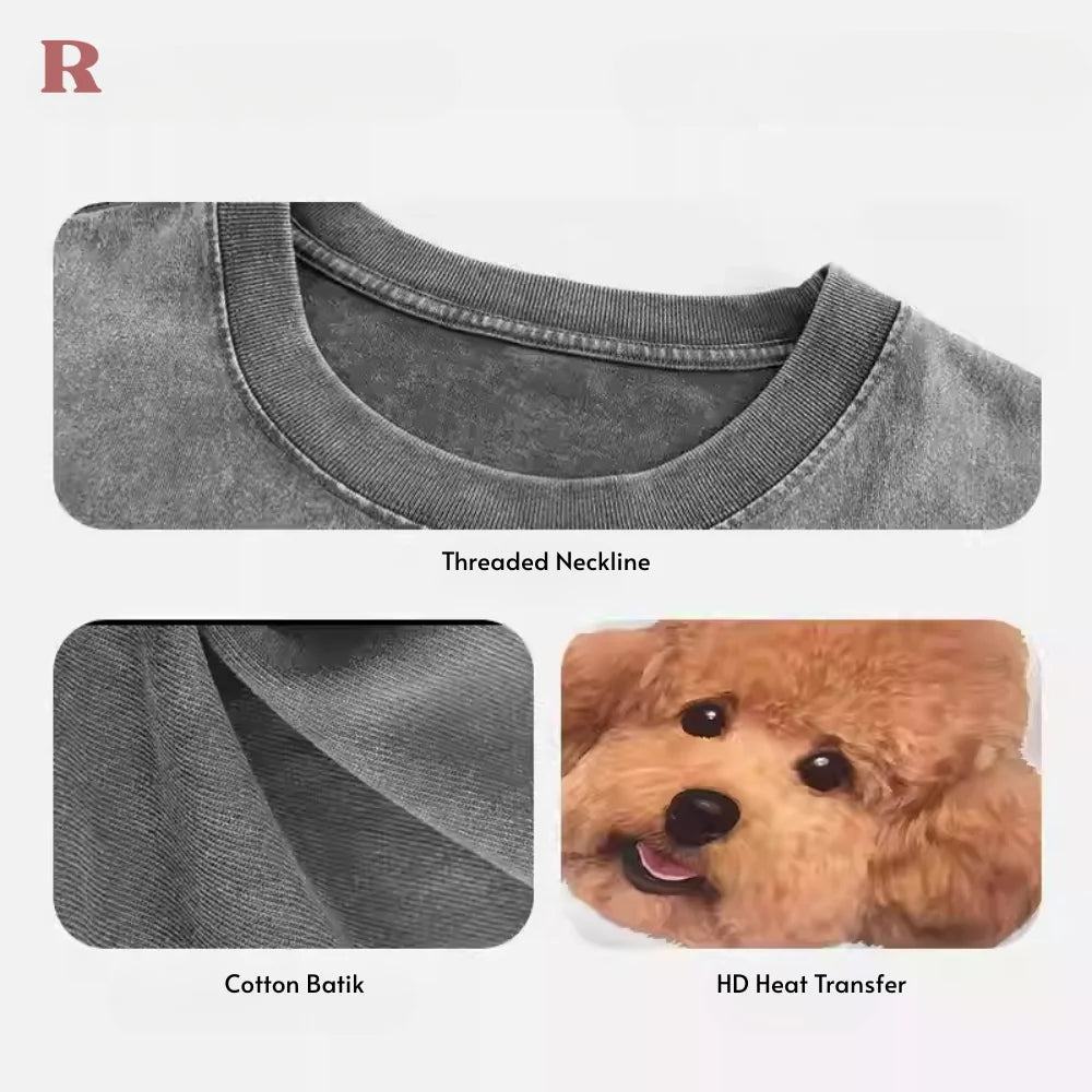 Personalized Pet Cotton T-Shirt - Washed Distressed