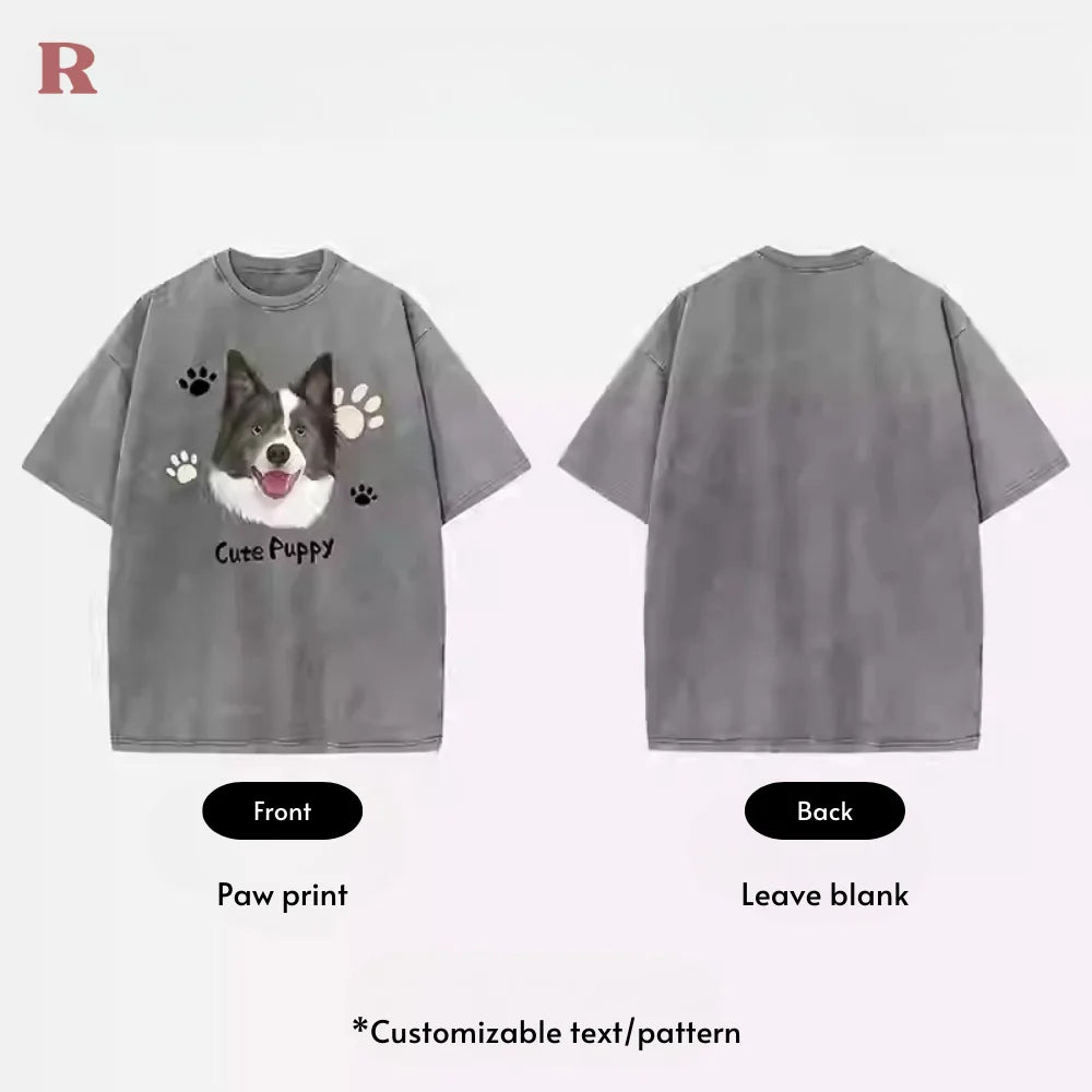 Personalized Pet Cotton T-Shirt - Washed Distressed