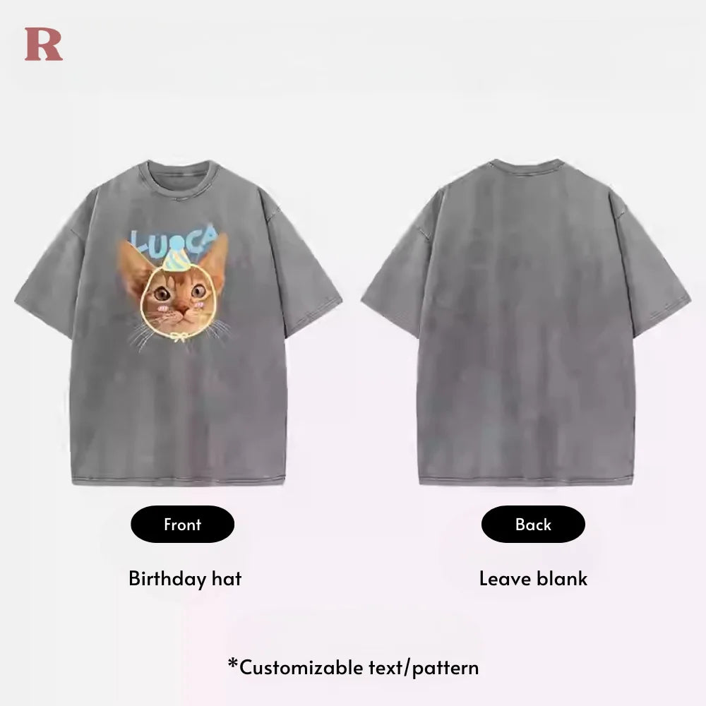 Personalized Pet Cotton T-Shirt - Washed Distressed