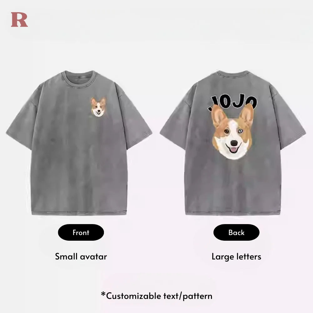 Personalized Pet Cotton T-Shirt - Washed Distressed