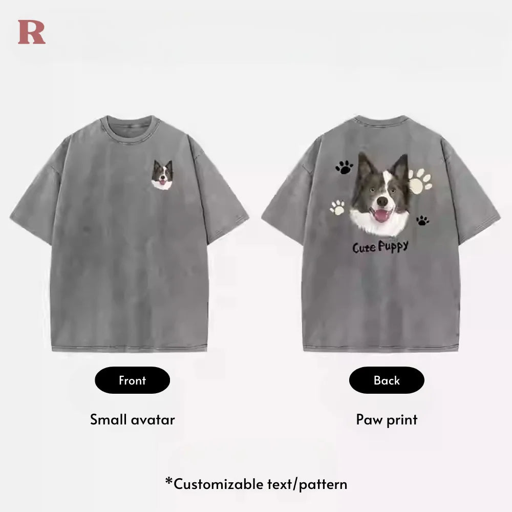 Personalized Pet Cotton T-Shirt - Washed Distressed