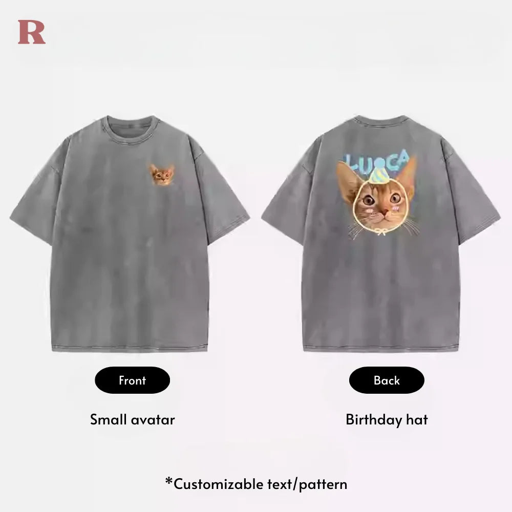 Personalized Pet Cotton T-Shirt - Washed Distressed