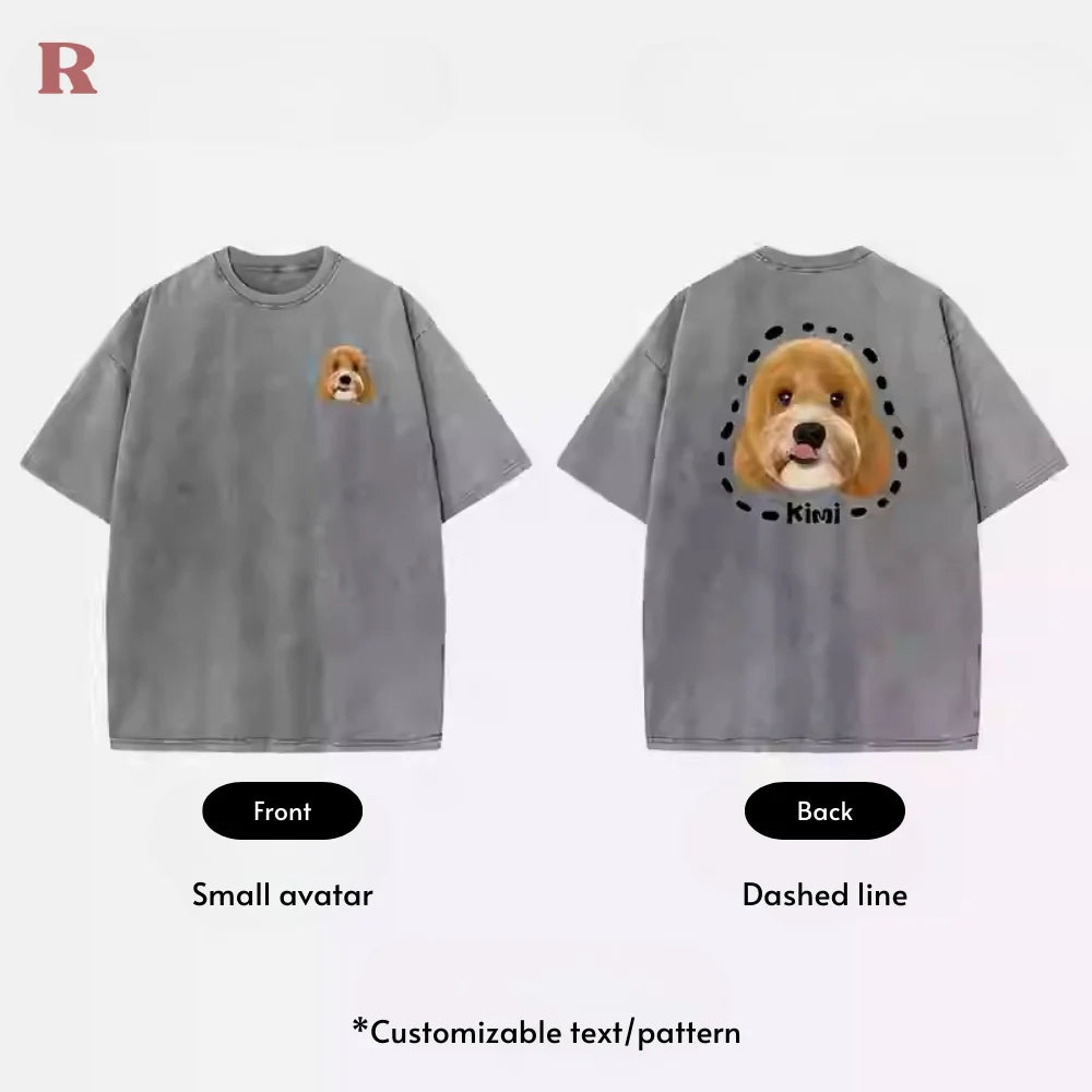 Personalized Pet Cotton T-Shirt - Washed Distressed